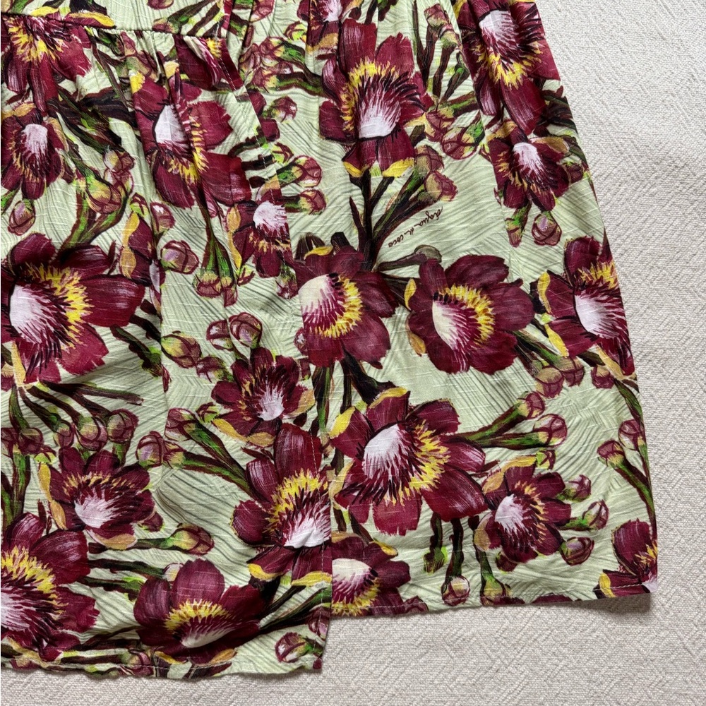 Agua De Coco Lime Green Floral One Piece Swimsuit & Matching Coverup Skirt L - Picture 5 of 11